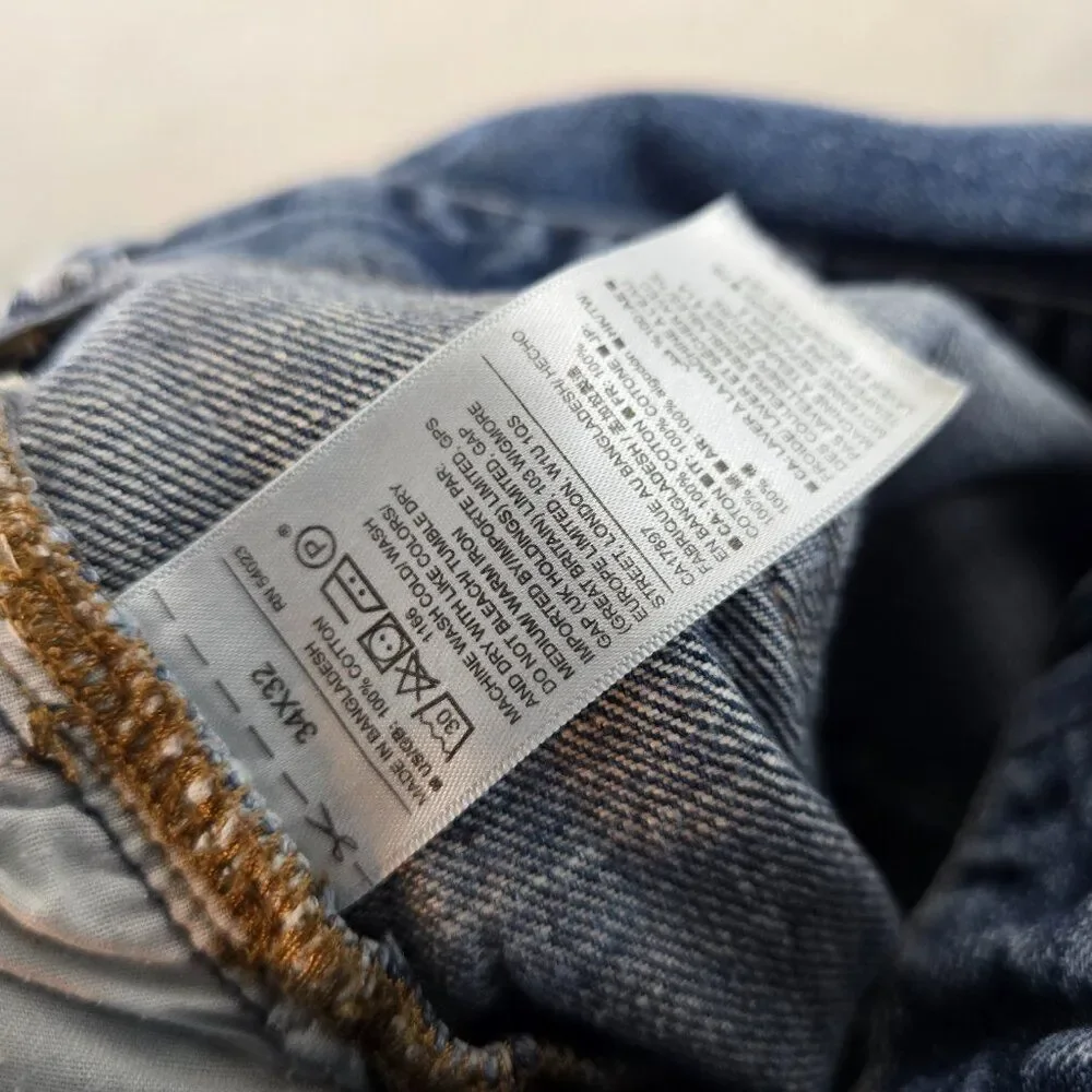 GAP Jeans Mens 34x32 Blue Denim Straight Fit Classic 100% Cotton Normcore Casual